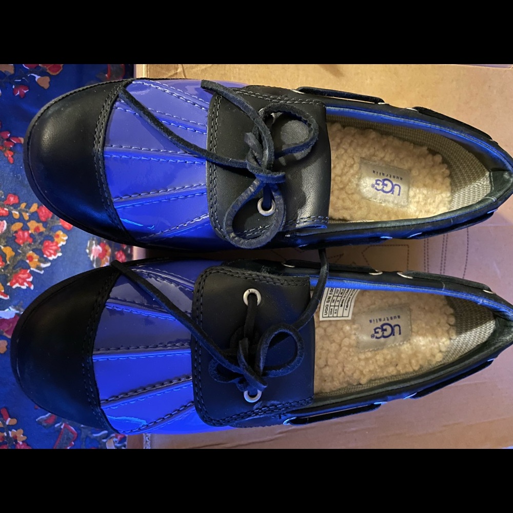 Rare Uggs blue and black rain shoes worn once